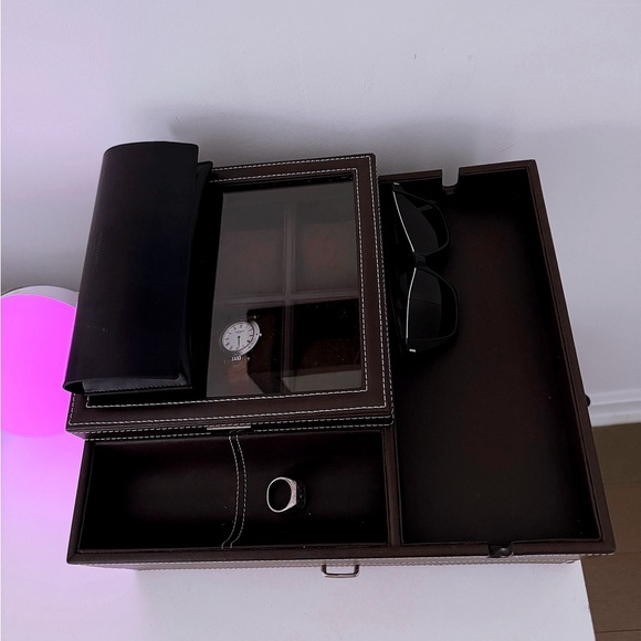 Brown Leather Jewelry And Watch Organizer - Picture 7 of 8